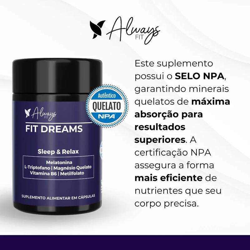 Fit Dreams - Melatonina, Magnésio, Triptofano + Vitaminas B6 e B9