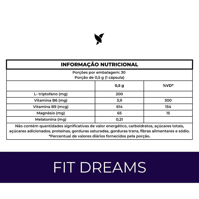 Fit Dreams - Melatonina, Magnésio, Triptofano + Vitaminas B6 e B9